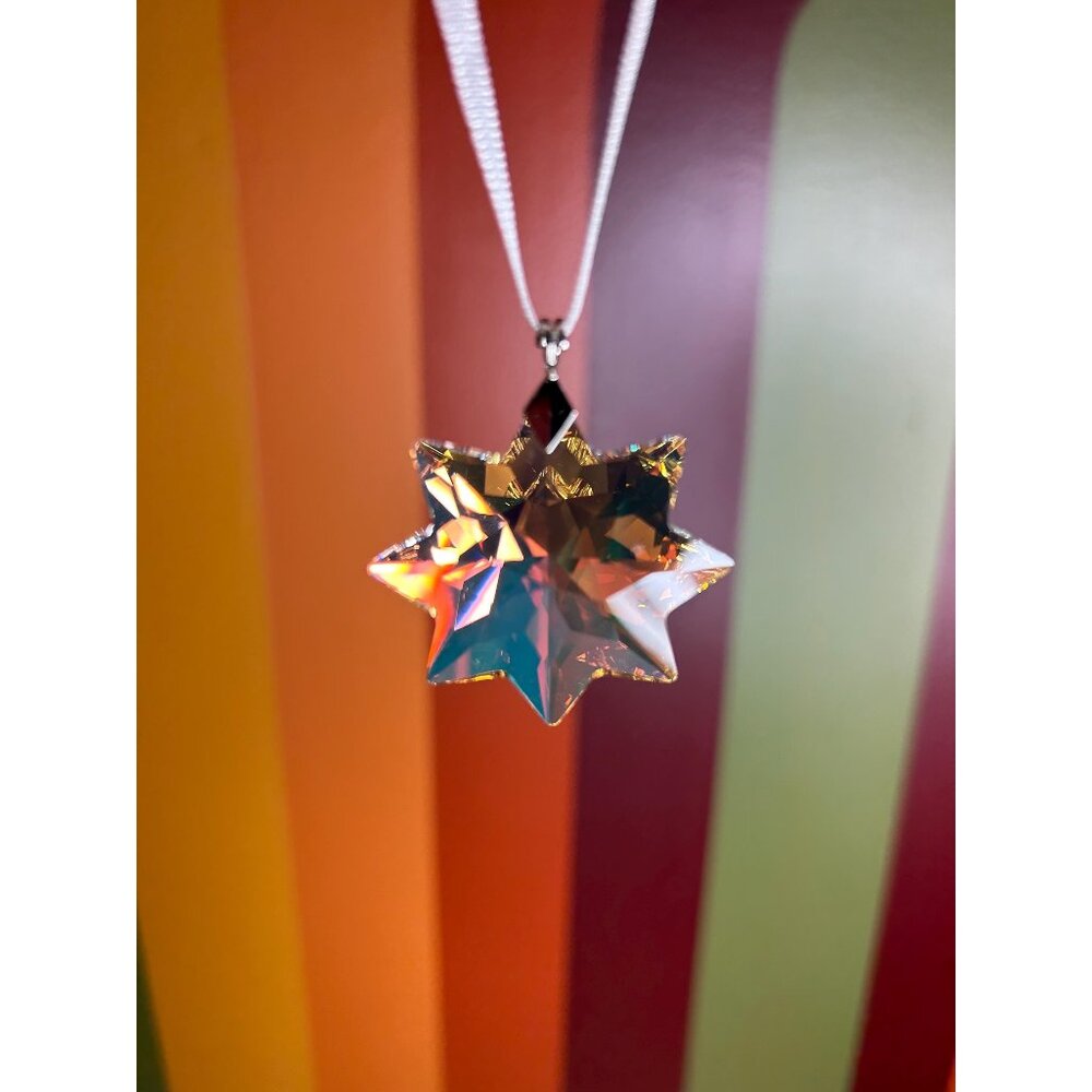 Swarovski crystal iridescent 3-D star ornament bulb Christmas tree 2010